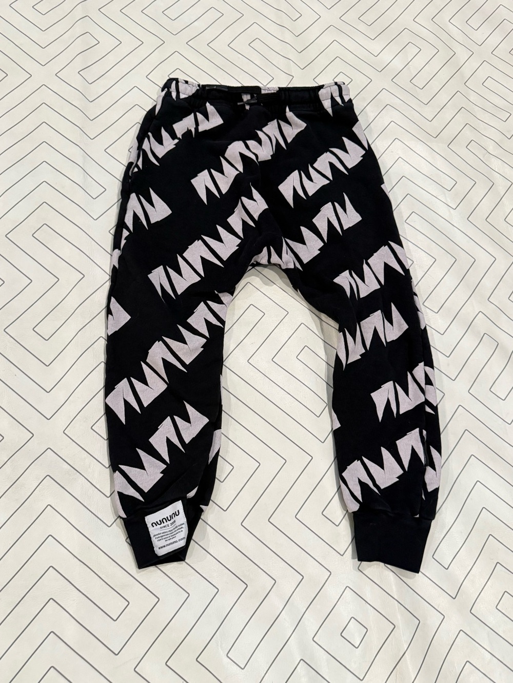 Nununu Black Graphic Jogger Pants for Kids